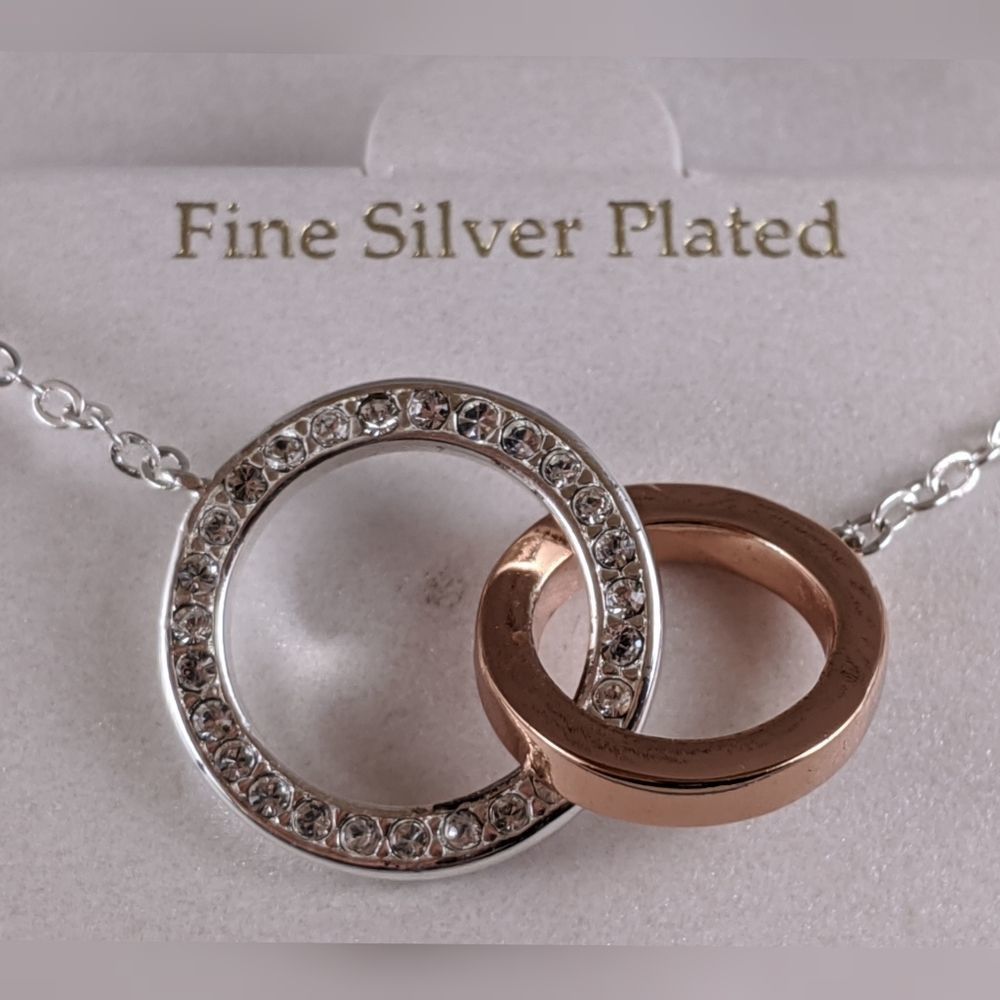 Shine Fine Silver Plate Double Circle Swarovski
